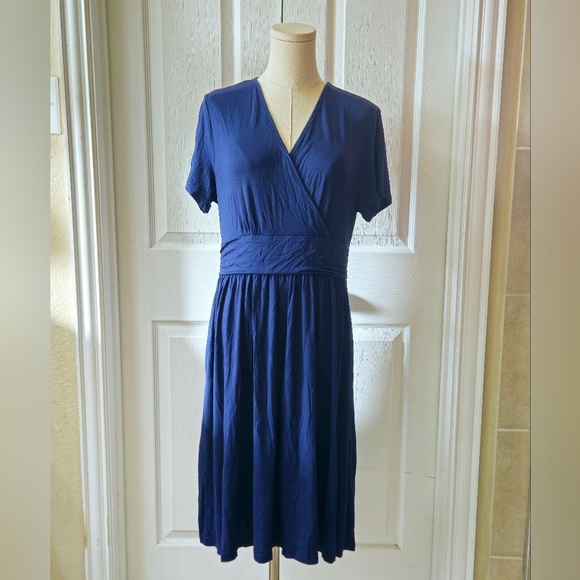 PP Young Casual Flutter V-Neck Solid A Line Dress with Pockets Size L - Picture 3 of 11